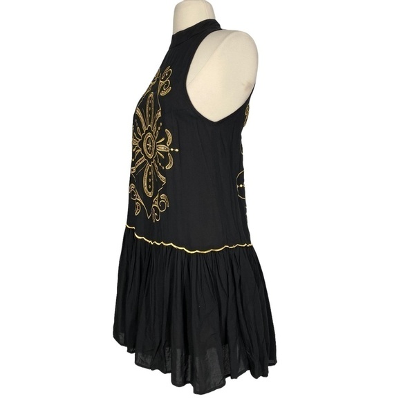 MORRISDAY Black & Gold High Neck Drop Waist Dress Small - Picture 5 of 10
